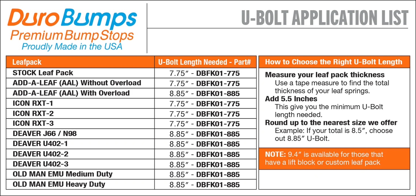 2005-2023 Tacoma DuroBumps 8.85 Inch U-Bolt Flip Kit